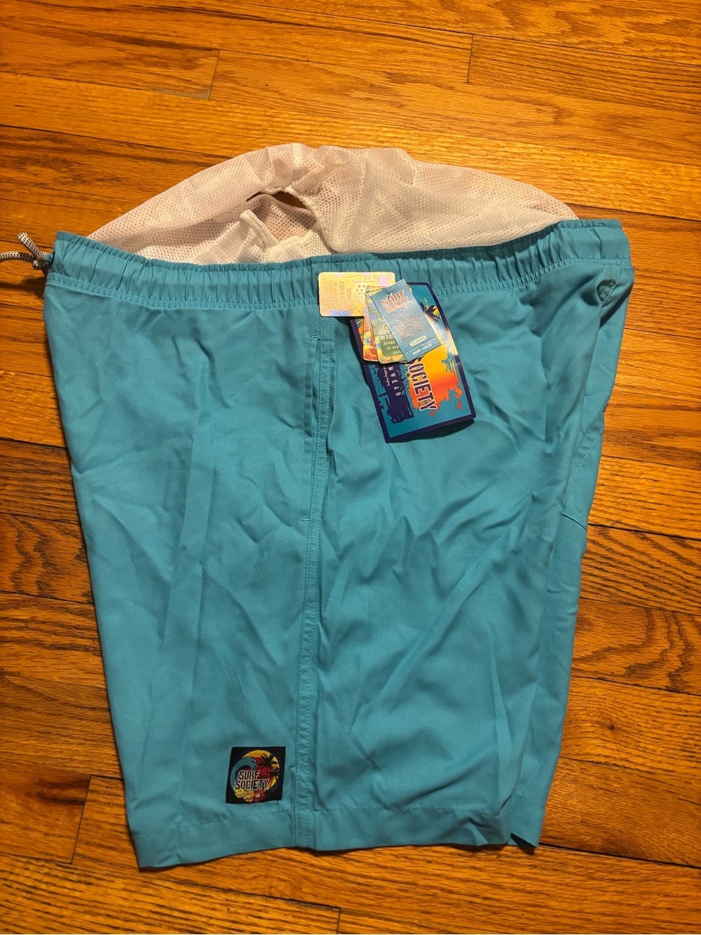 Society Teal Swim Trunks with Surf Society Patch